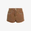 AllSaints Heidi Stud-embellished Raw-hem Cotton-blend Shorts -Whistles Shop R04087413 LIGHTBROWN M
