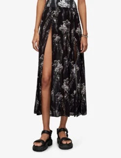 AllSaints Cari Mia Graphic-print Regular-fit Woven Maxi Skirt -Whistles Shop R04087435 BLACK ALT02