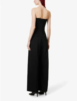 Acne Studios Strapless Wide-leg Stretch-crepe Jumpsuit -Whistles Shop R04089974 BLACK ALT03
