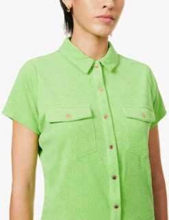 Melissa Odabash Cheryl Drawstring-waist Cotton-blend Playsuit -Whistles Shop R04090048 LIME ALT04