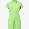 Melissa Odabash Cheryl Drawstring-waist Cotton-blend Playsuit -Whistles Shop R04090048 LIME M