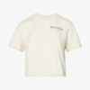 Cropped Brand-print Cotton-jersey T-shirt -Whistles Shop R04090272 CREAMHIBISCUS M
