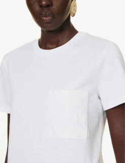 Max Mara Valido Logo-embroidered Cotton-jersey T-shirt -Whistles Shop R04091095 OPTICALWHITE ALT04