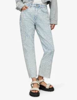 AllSaints Zoey Logo-print Raw-hem Jeans -Whistles Shop R04091314 INDIGOBLUE ALT02