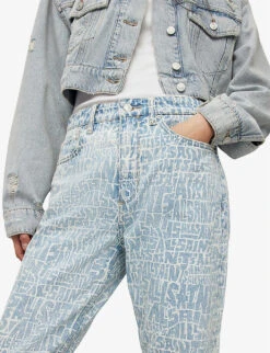 AllSaints Zoey Logo-print Raw-hem Jeans -Whistles Shop R04091314 INDIGOBLUE ALT04