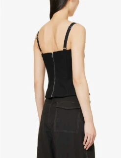Dion Lee Panelled Plunge-neck Stretch-organic Cotton Top -Whistles Shop R04091335 BLACK ALT03