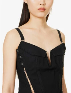 Dion Lee Panelled Plunge-neck Stretch-organic Cotton Top -Whistles Shop R04091335 BLACK ALT04