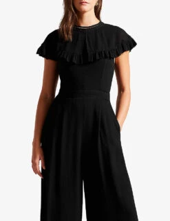 Ted Baker Olivvee Cape-sleeve Woven Jumpsuit -Whistles Shop R04093901 BLACK ALT02