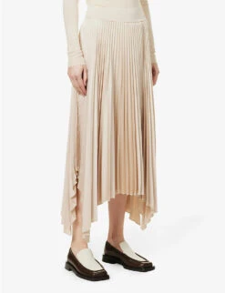 Joseph Ade Plisse Satin Midi Skirt -Whistles Shop R04095432 MAPLEWOOD ALT02