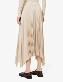 Joseph Ade Plisse Satin Midi Skirt -Whistles Shop R04095432 MAPLEWOOD ALT03