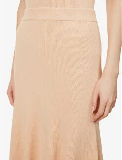 Joseph Flared Cotton And Wool-blend Knitted Midi Skirt -Whistles Shop R04095435 SALMON ALT04