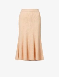 Joseph Flared Cotton And Wool-blend Knitted Midi Skirt