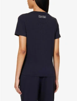 Calvin Klein Reimagined Heritage Logo-print Stretch-cotton T-shirt -Whistles Shop R04097697 NIGHTSKY ALT02