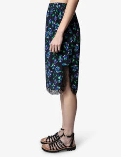 Zadig & Voltaire Jozy Floral-print Silk Midi Shirt -Whistles Shop R04101048 NOIR ALT02