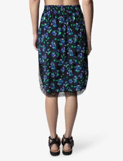 Zadig & Voltaire Jozy Floral-print Silk Midi Shirt -Whistles Shop R04101048 NOIR ALT03