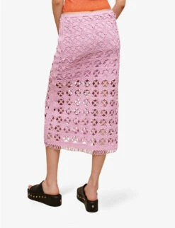 Maje Juliette Open-cut Embroidery Cotton Midi Skirt -Whistles Shop R04101510 VIOLETS ALT02