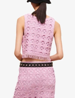 Maje Madagascar Crochet Fringe-trimmed Cotton Top -Whistles Shop R04101539 VIOLETS ALT03