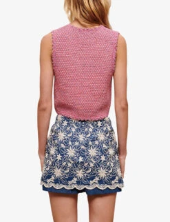 Maje Floral-embroidered Cotton-blend Shorts 10 Maje Floral-embroidered Cotton-blend Shorts -Whistles Shop R04101554 BLEUS ALT03