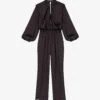 Maje Paulynou Tied-neck Balloon-sleeved Recycled-polyester Jumpsuit -Whistles Shop R04101783 NOIRGRIS M