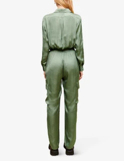 Maje Paicy Floral-print Balloon-sleeved Cotton Jumpsuit -Whistles Shop R04101862 VERTS ALT03