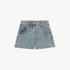 Maje Logo-patch High-rise Denim Shorts -Whistles Shop R04101896 BLEUS M