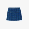 Sandro Catane Tweed Cotton-blend Mini Skirt -Whistles Shop R04102248 BLEUS M