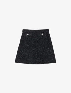 Sandro Sequin-embellished High-waist Tweed-knit Mini Skirt
