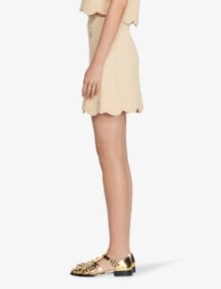 Sandro Amba Scalloped-hem Stretch-knit Mini Skirt -Whistles Shop R04102419 NATURELS ALT02