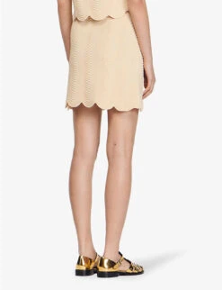 Sandro Amba Scalloped-hem Stretch-knit Mini Skirt -Whistles Shop R04102419 NATURELS ALT03