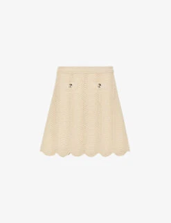 Sandro Amba Scalloped-hem Stretch-knit Mini Skirt