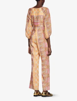 Sandro Dieppe Floral-print Linen-blend Jumpsuit -Whistles Shop R04102428 NATURELS ALT03