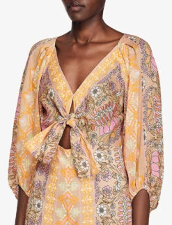 Sandro Dieppe Floral-print Linen-blend Jumpsuit -Whistles Shop R04102428 NATURELS ALT04