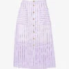 Sandro Striped Linen-blend Midi Skirt -Whistles Shop R04102440 NOIRGRIS M