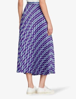 Sandro Perona Floral-print Pleated Woven Midi Skirt -Whistles Shop R04102657 VIOLETS ALT03