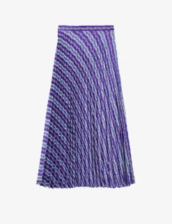 Sandro Perona Floral-print Pleated Woven Midi Skirt