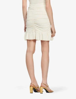 Sandro Gathered Stretch-woven Mini Skirt -Whistles Shop R04102675 NATURELS ALT03
