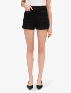 CLAUDIE PIERLOT Elga Braided-trim Tweed Shorts -Whistles Shop R04103275 NOIRGRIS ALT02