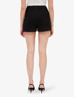 CLAUDIE PIERLOT Elga Braided-trim Tweed Shorts -Whistles Shop R04103275 NOIRGRIS ALT03