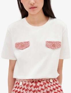 CLAUDIE PIERLOT Patch-pocket Cotton T-shirt -Whistles Shop R04103292 NATURELS ALT04