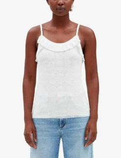 CLAUDIE PIERLOT Murmuri Ruffle-trim Woven Vest Top 9 CLAUDIE PIERLOT Murmuri Ruffle-trim Woven Vest Top -Whistles Shop R04103456 NATURELS ALT02