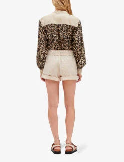 CLAUDIE PIERLOT Belted High-rise Cotton Shorts -Whistles Shop R04103468 ROSES ALT03