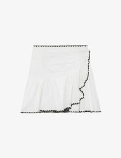 CLAUDIE PIERLOT Ruffle Embroidered-trim Cotton Mini Skirt