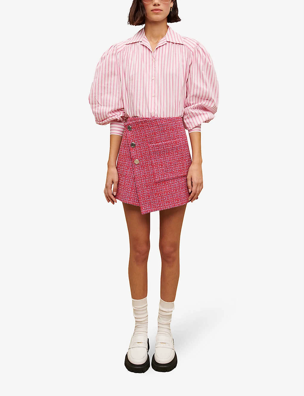 Maje Jolia Checked Asymmetric Tweed Mini Skirt 4 Maje Jolia Checked Asymmetric Tweed Mini Skirt - Image 2