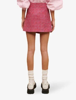 Maje Jolia Checked Asymmetric Tweed Mini Skirt 10 Maje Jolia Checked Asymmetric Tweed Mini Skirt -Whistles Shop R04103982 ROSES ALT03