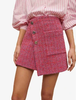 Maje Jolia Checked Asymmetric Tweed Mini Skirt 11 Maje Jolia Checked Asymmetric Tweed Mini Skirt -Whistles Shop R04103982 ROSES ALT04