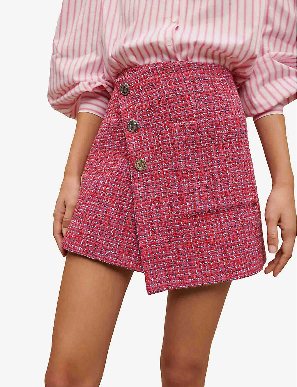 Maje Jolia Checked Asymmetric Tweed Mini Skirt 7 Maje Jolia Checked Asymmetric Tweed Mini Skirt - Image 5
