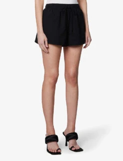 Moretti Mid-rise Cotton Shorts 9 Moretti Mid-rise Cotton Shorts -Whistles Shop R04104259 BLACK ALT02