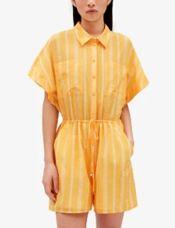 CLAUDIE PIERLOT Joan Leopard-print Belted-waist Cotton Playsuit -Whistles Shop R04105059 DIVERS ALT04