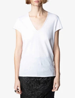 Zadig & Voltaire Story Floral And Skull Cotton T-shirt -Whistles Shop R04105492 BLANC ALT02