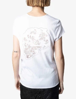 Zadig & Voltaire Story Floral And Skull Cotton T-shirt -Whistles Shop R04105492 BLANC ALT03